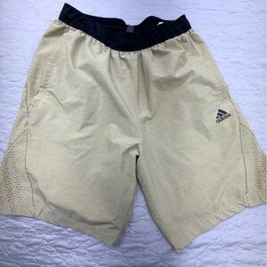 adidas Men's Beige Athletic Shorts with Black Waistband